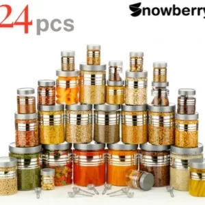 snowberry plastic grocery container 1200 ml, 650 ml, 350 ml, 250 ml (pack of 24, silver)