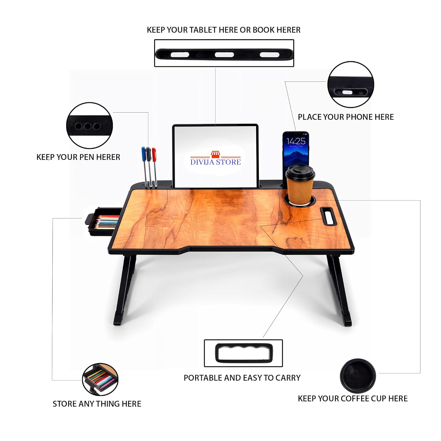 DIVIJA STORE Smart Multipurpose Foldable Laptop Table - Image 2