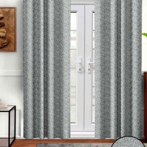Aura Grey & White 2 Pieces Abstract Printed Room Darkening Door Curtains