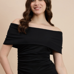 DRAPE AND DAZZLE Off-Shoulder Cotton Bardot Top