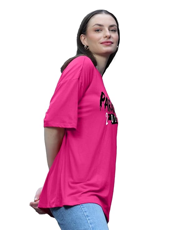 LEOTUDE Women Cottonblend Half Sleeve Oversized Regular Fit T-Shirts - Image 2