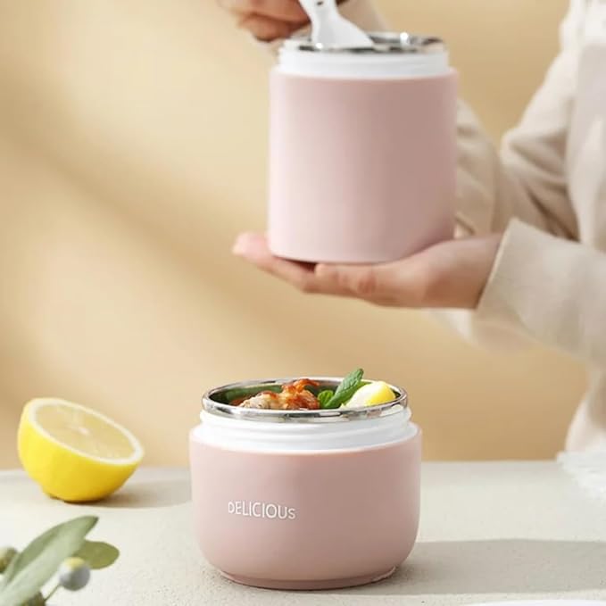 YELONA Stainless Steel Lunch Pot – 730ml (Baby Pink) - Image 4