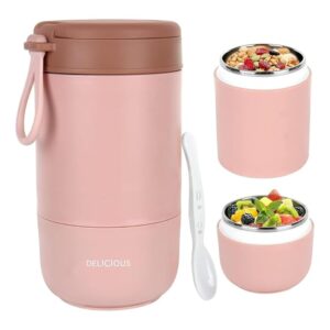 YELONA Stainless Steel Lunch Pot – 730ml (Baby Pink)