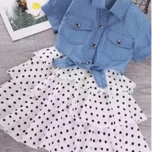 NEYSA Girls Polka Dot Printed Crepe Fit & Flare Dress