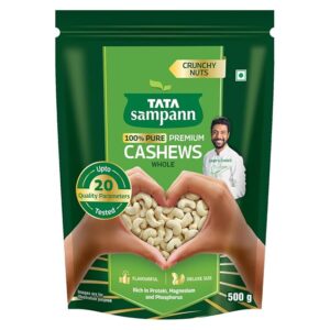 Tata Sampann Pure Cashews Whole (Kaju) – 500g
