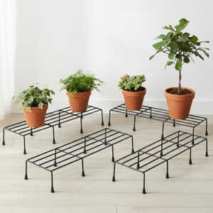 ORILEY 24-Inch Metal Plant Stand (Pack of 4, Black) – Indoor & Outdoor